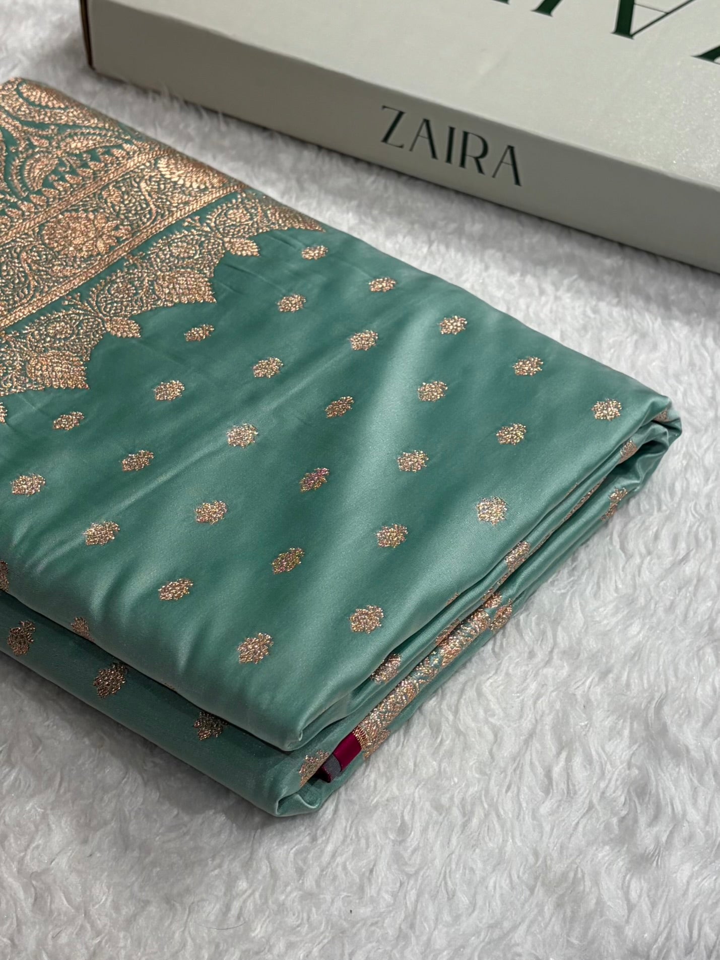 Banarasi Sea Green Booti Katan Silk Saree SK07
