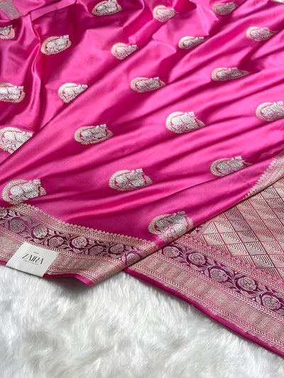 Blush Pink Minakari Boota Mashru Silk Saree MCS35