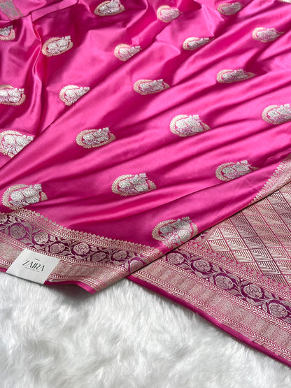 Blush Pink Minakari Boota Mashru Silk Saree MS35