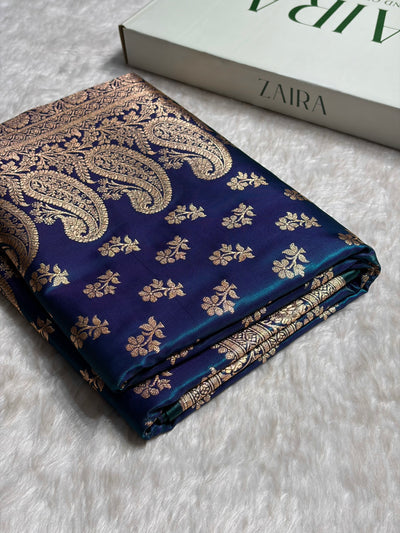 Peacock Shades Banarasi Satin Silk Saree SS34