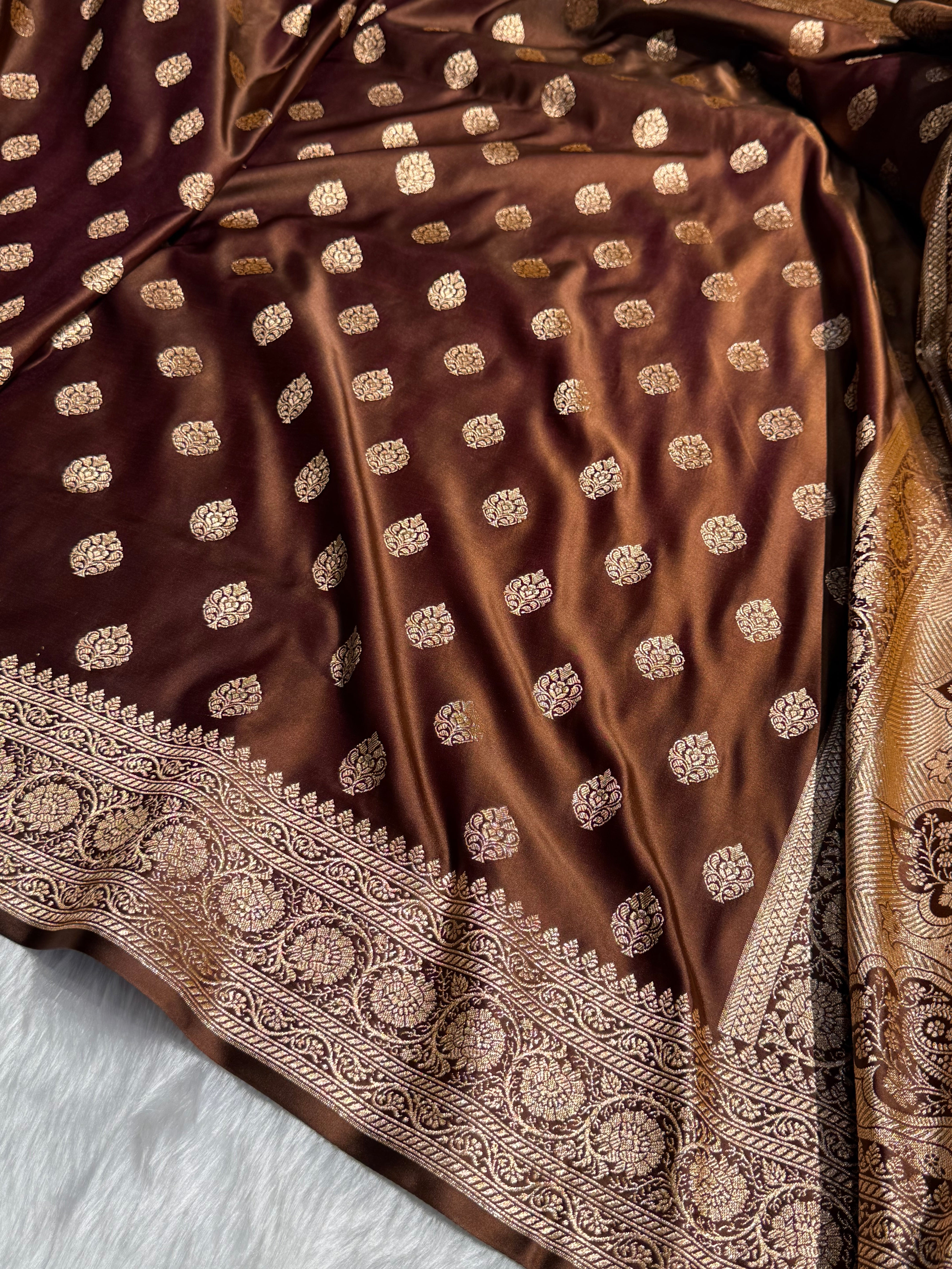 Boota Katan Silk Saree In Coffee Shades SK02