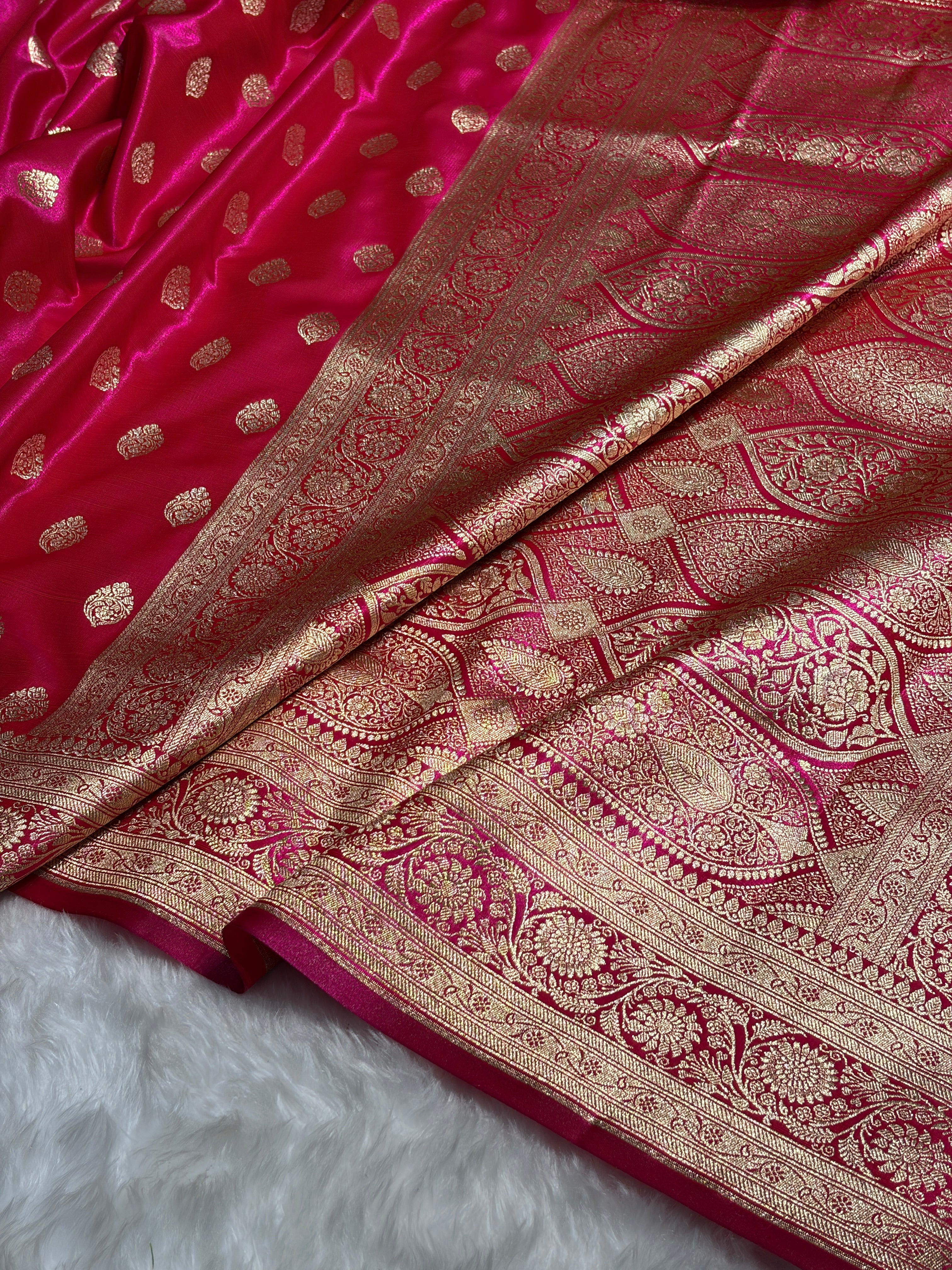 Ultra Light Weight Satin Silk Boota in Cross Rani Shades SS03