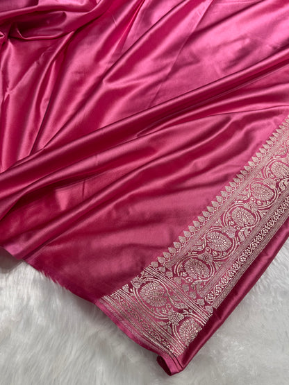 Banarasi Dusty Pink Minakari Booti Mashru Silk Saree MS10