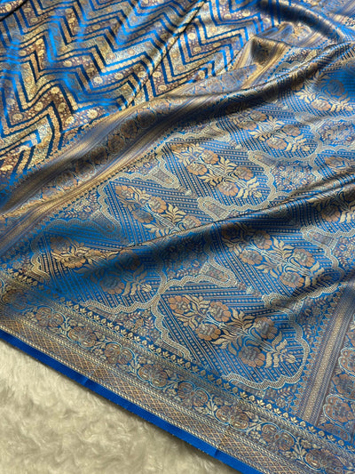 Firozi Jamawar Tanchoi With Minakari Jaal Katan Silk Saree SKTM-26