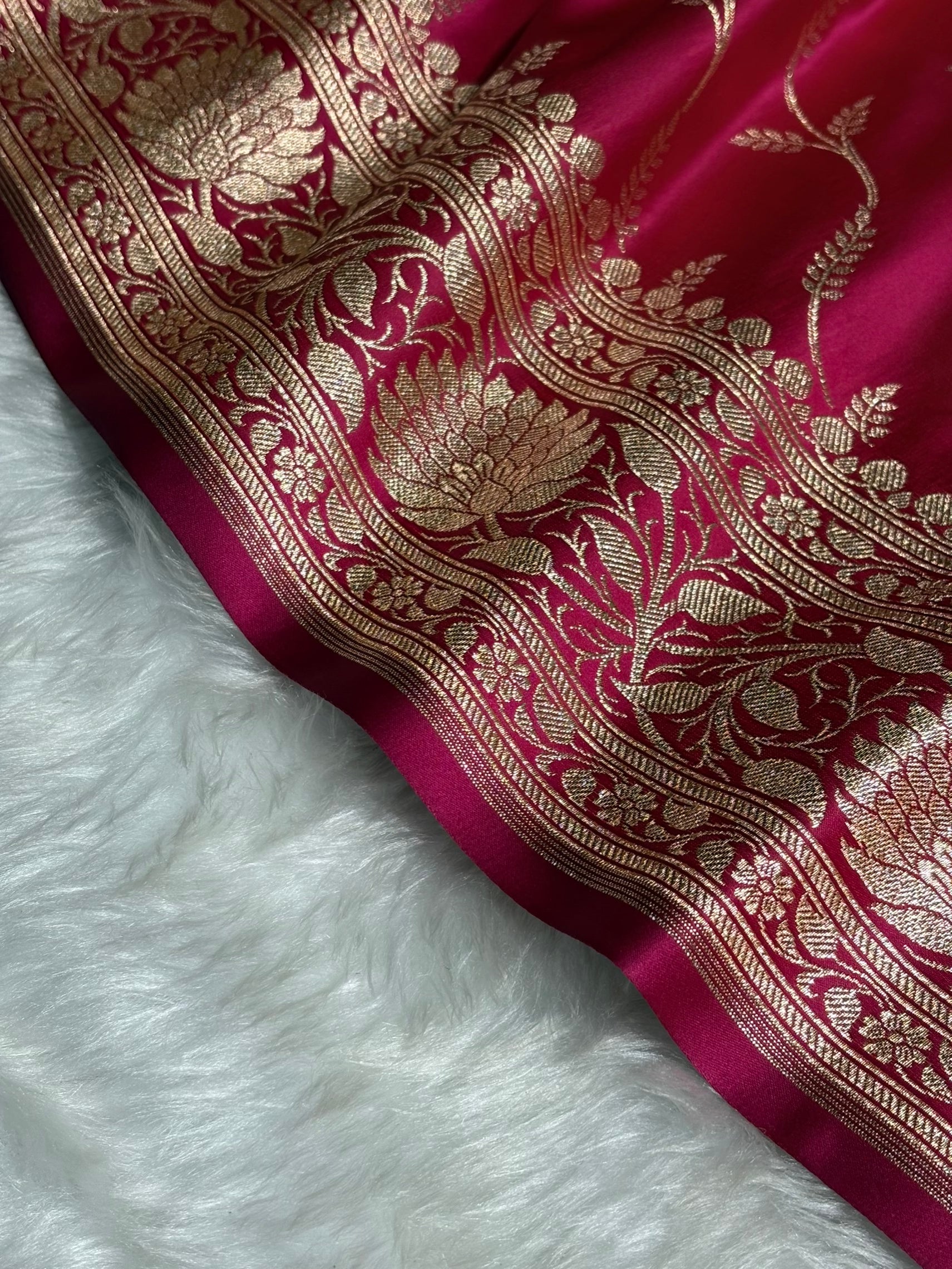 Rani Cross Pattern Satin Katan Silk saree SK37