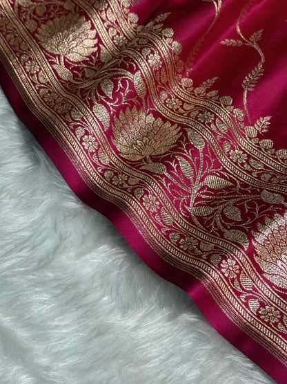 Rani Cross Pattern Satin Katan Silk saree SK37