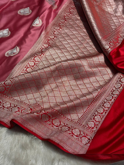 Baby Pink Minakari Boota Mashru Silk Saree MCS35