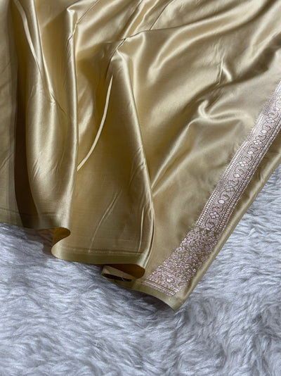 Light Pista Shades Banarasi With Floral Booti Pattern Mashru Silk Saree MSM-133