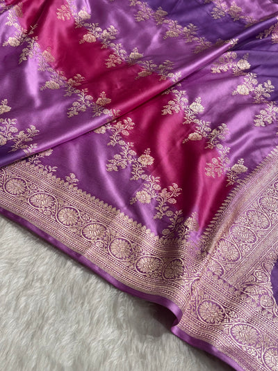 Lavender Rangkat Banarasi Cross Mashru Silk Saree MSRK01