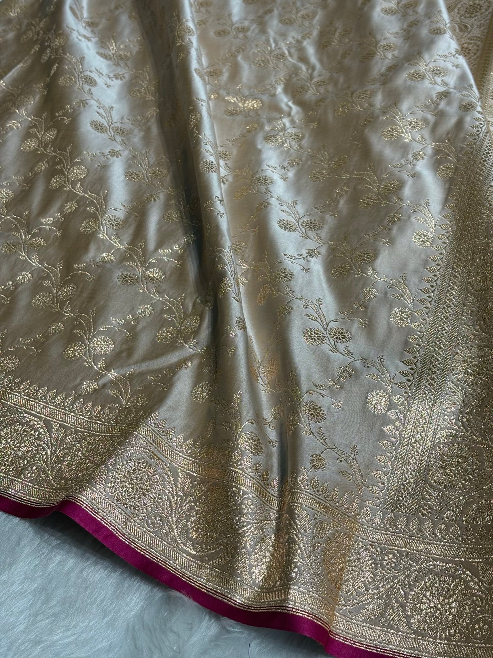 Mustard Gold Cross Satin Katan Silk Saree SK17
