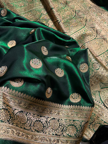 Chand Tara Bottle Green Boota With Traditional Banarasi Swarovski Work BSS04 (R)