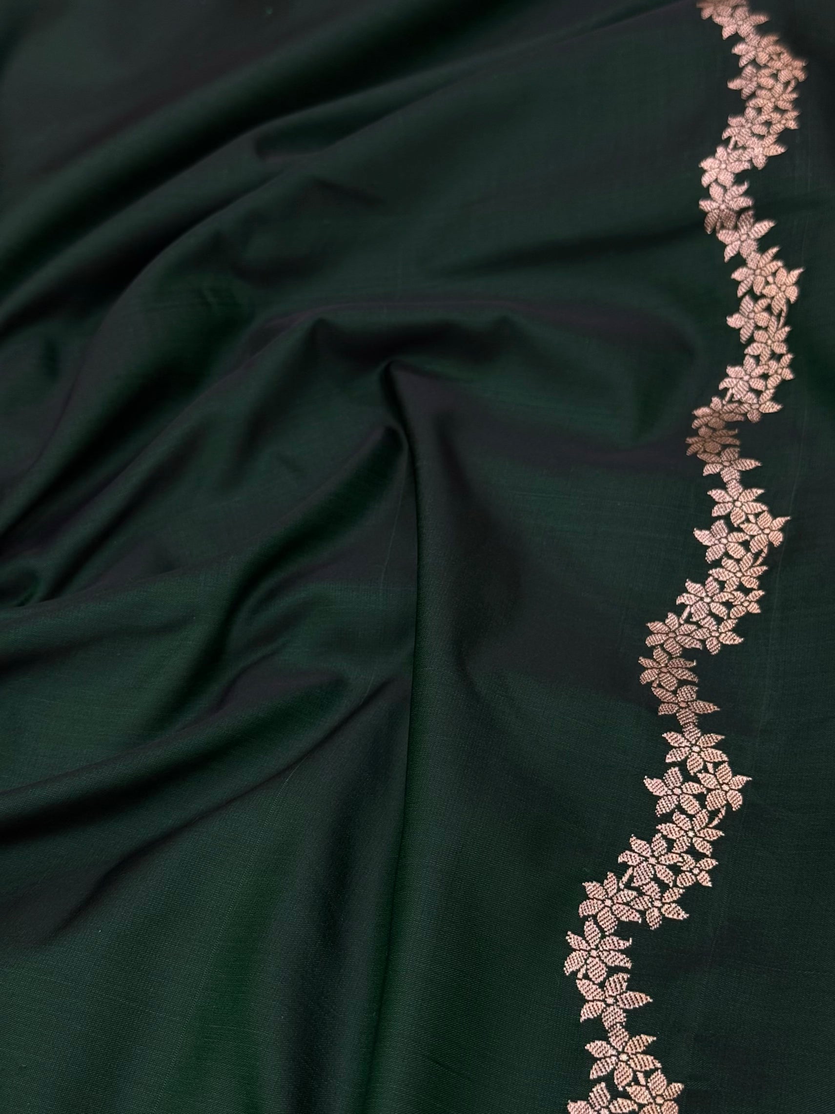 Dark Bottle Green Motif Mashru Silk Saree MSM 42
