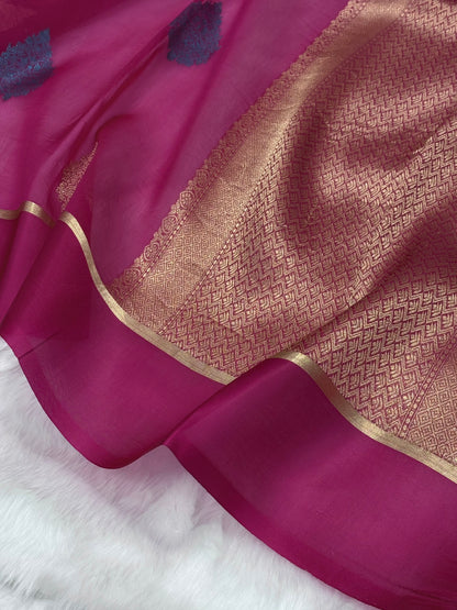 Pure Organza Rani Floral Banarasi Silk Saree PO-03
