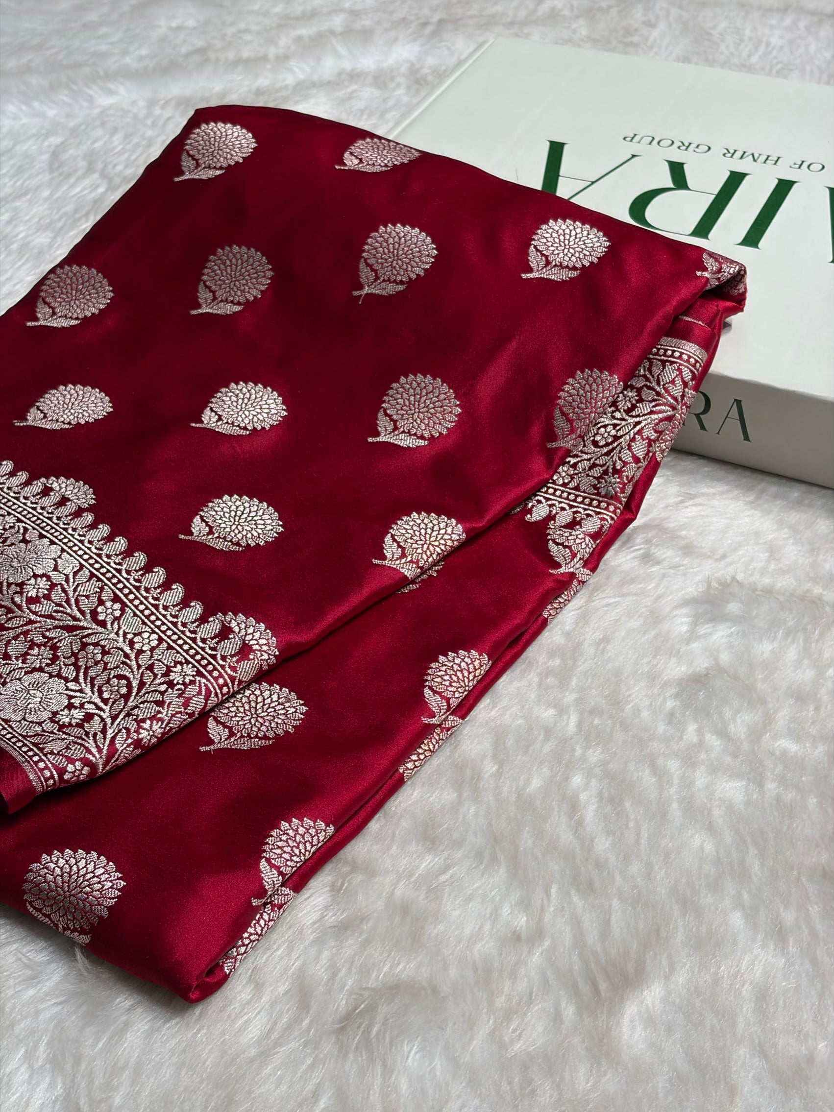 Maroon Tree Boota Motif Mashru Silk Saree MS19 β ZAIRA