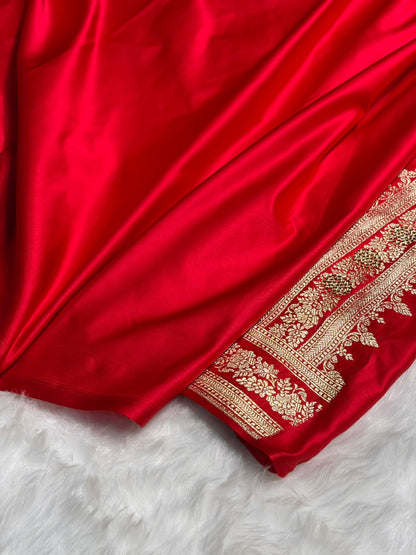 Red Banarasi Swarovski Work Booti Katan Silk Saree BSKM17