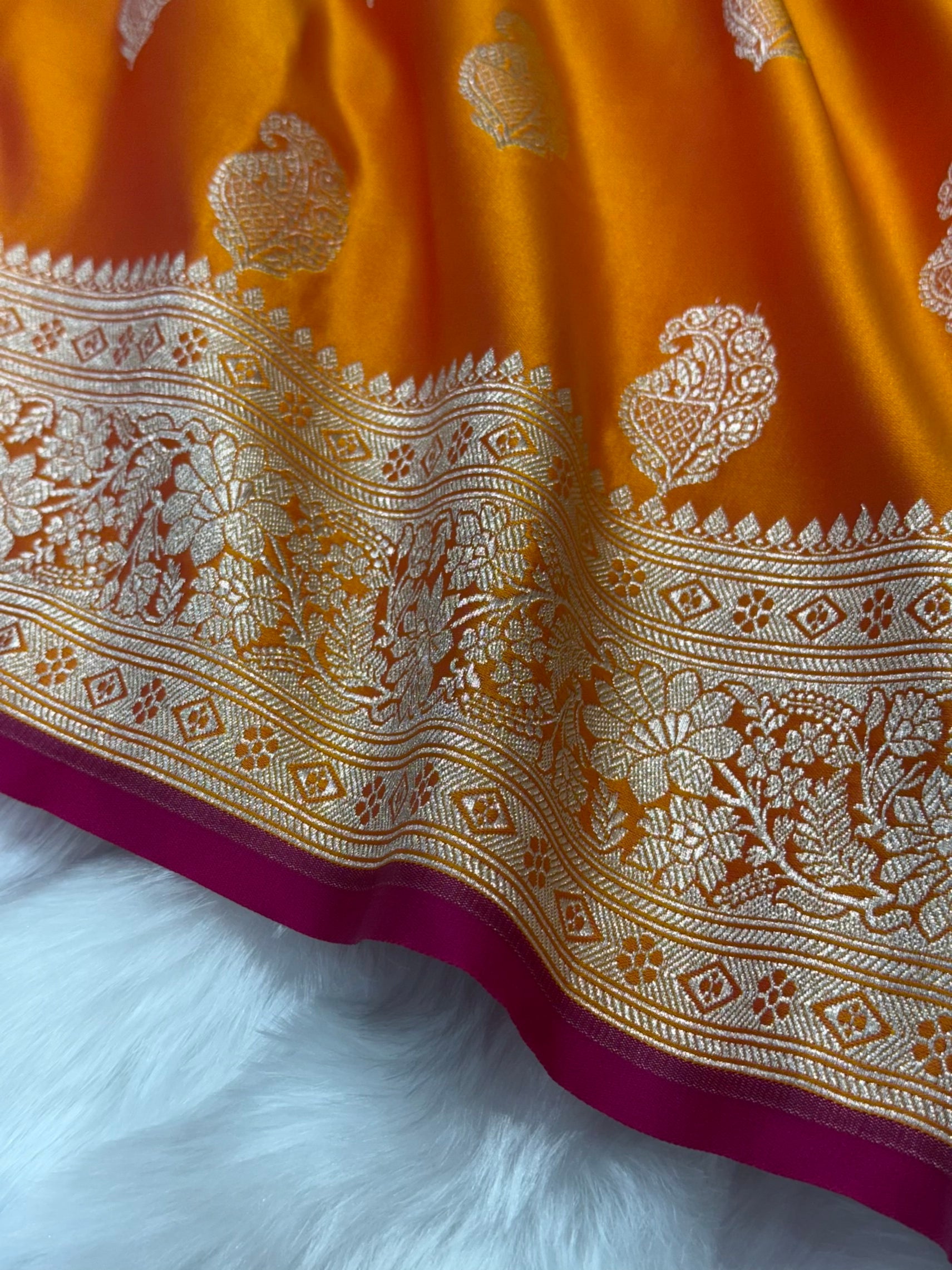 Pinkish Orange  Motif Mashru Silk MSM 76