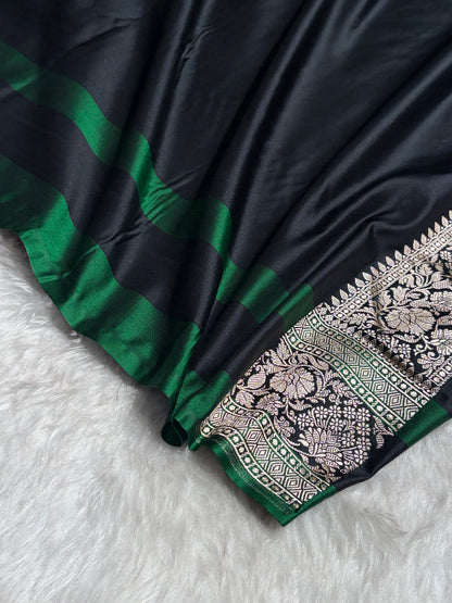 Wine With Black Floral Border Mashru Silk Saree MSM-99