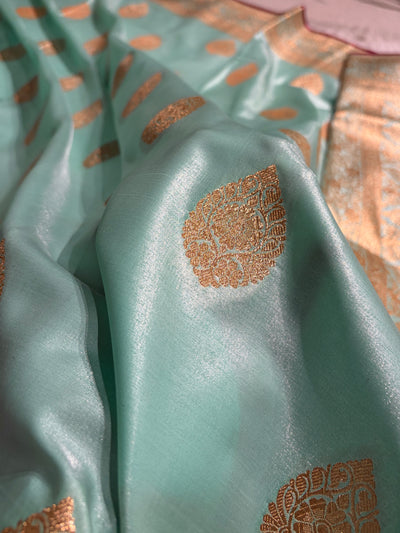 Ultra Light Weight Satin Silk Sea Green Boota SS05