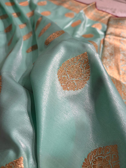 Ultra Light Weight Satin Silk Sea Green Boota SS05