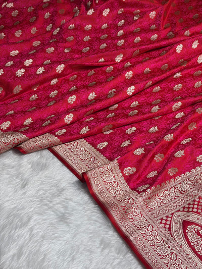 Cherry Red Shades Tanchoi Motif Mashru Silk Saree MST-10
