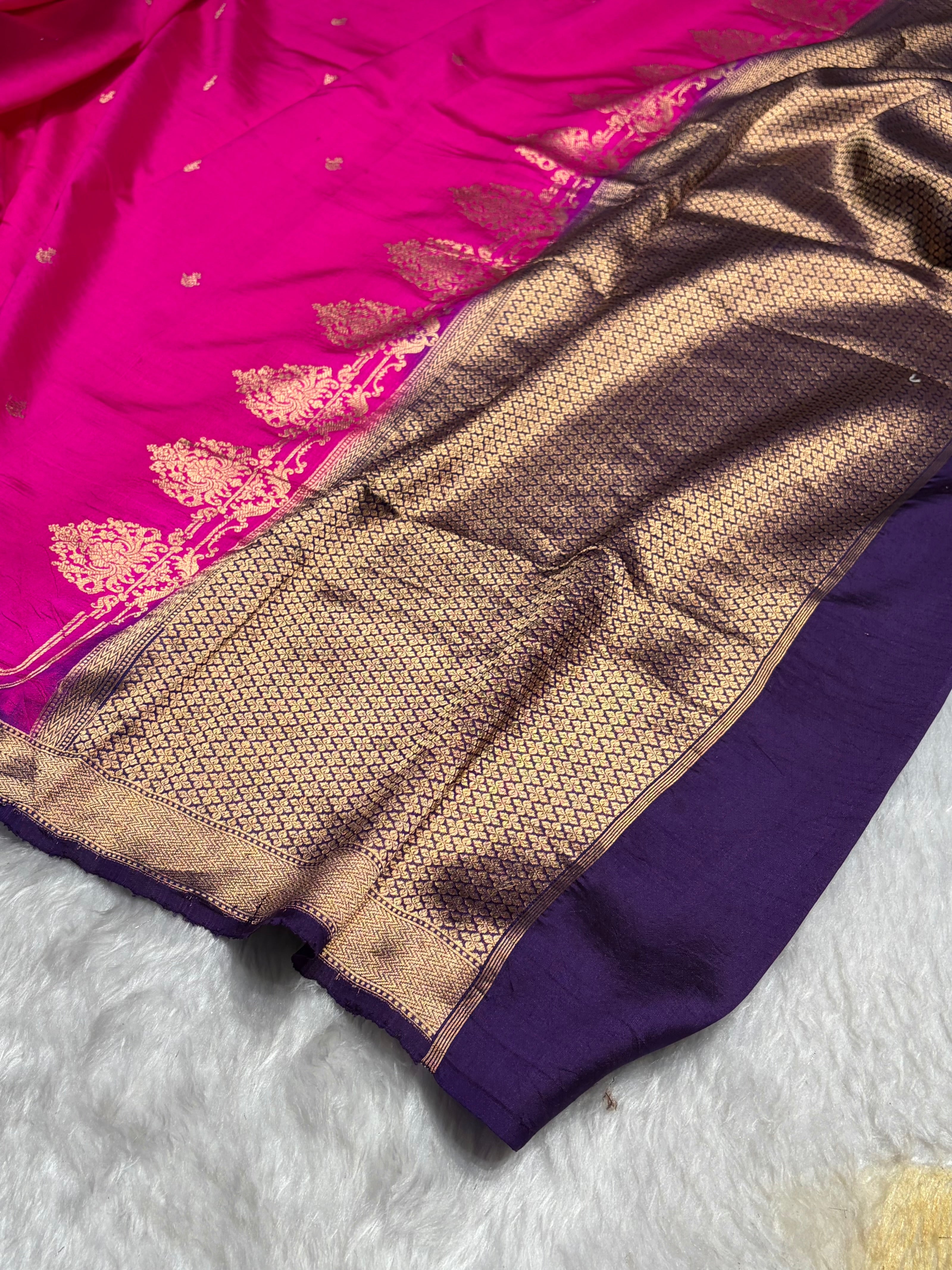 Dark Rani with Purple Shades Handwoven Pure Raw Mango Silk RM-59