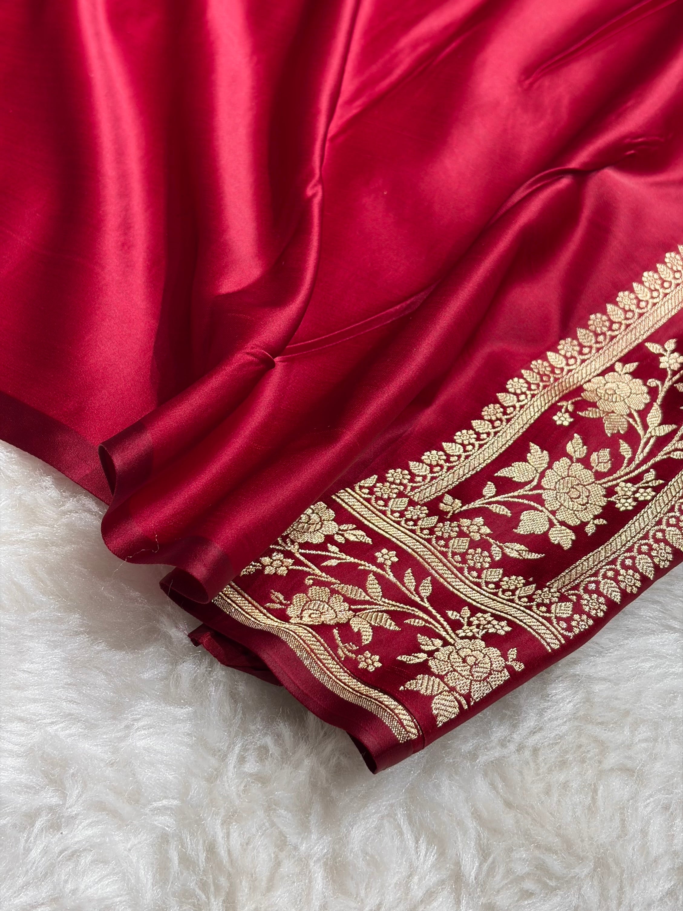 Premium Banarasi Satin Katan Saree With Minakari Boota in Maroon Shades SK112