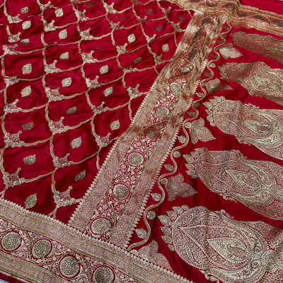 Red Mashru Silk with Ari and Stone BSK15