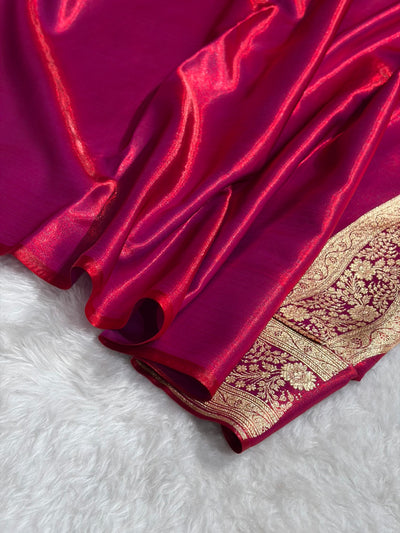 Satin Silk Jaal in Magentic Red Shades SS14