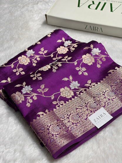 Wine Shade Minakari Pure Caramel Silk Saree CS-04