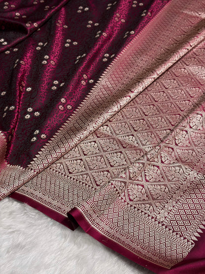 Garnet Shades Tanchoi Motif Mashru Silk Saree MST-12