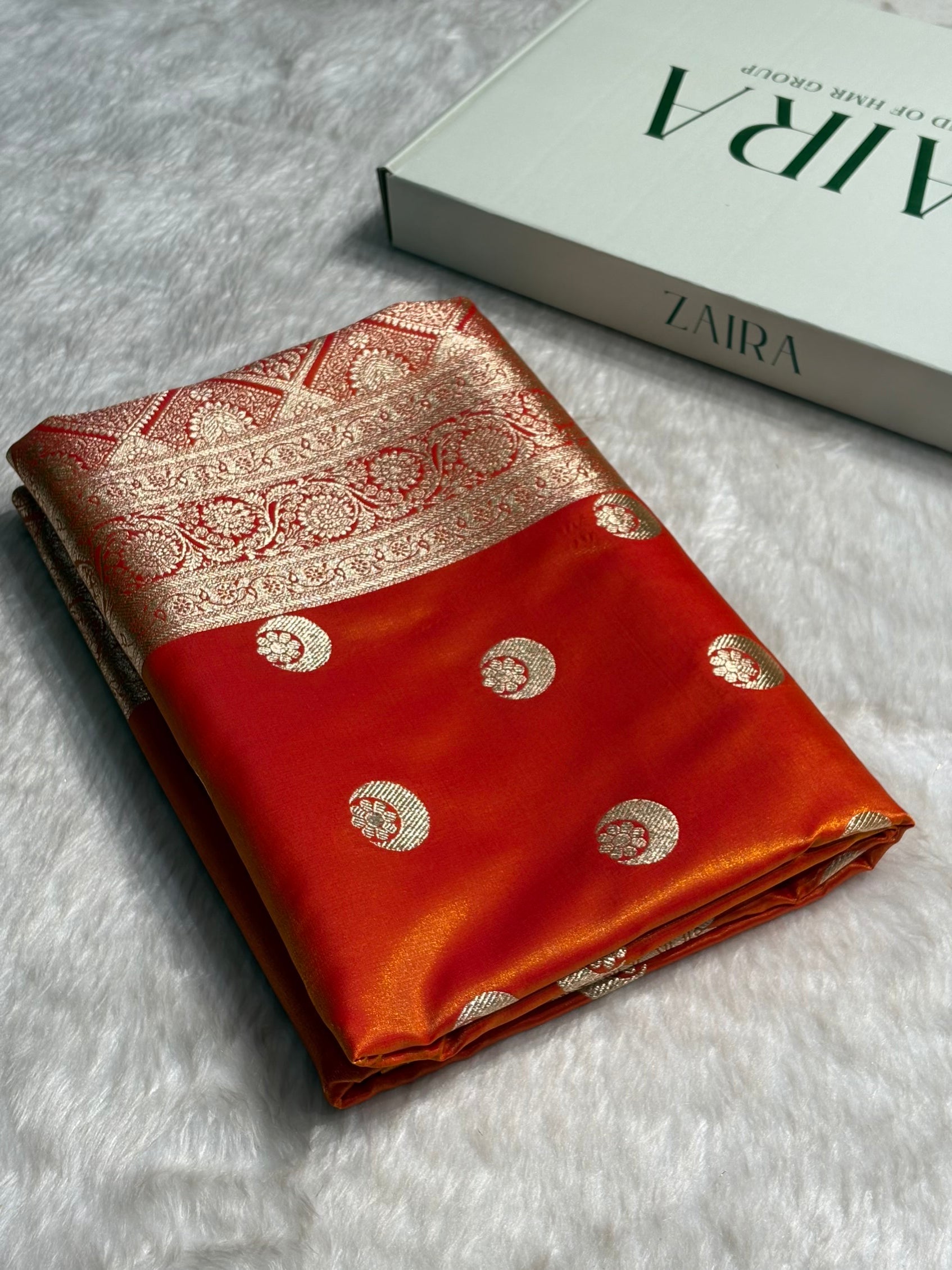 Orange Chand Tara Satin Silk Saree SS04