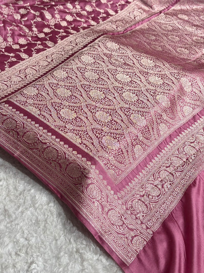 Mauve Pink Shades Jaal Mashru Silk Saree MCS42