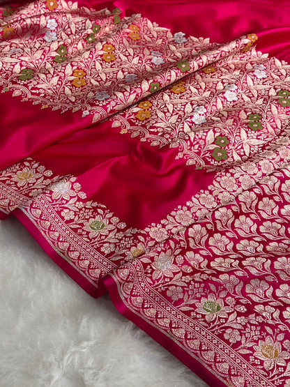 Rani Shades Banarasi Minakari Boota Skirt Pattern Floral Mashru Silk Saree MSM-116