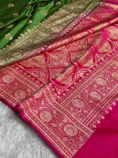 Green - Rani Banarasi Boota Katan Silk Saree SKM29