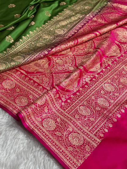 Green - Rani Banarasi Boota Katan Silk Saree SKM29