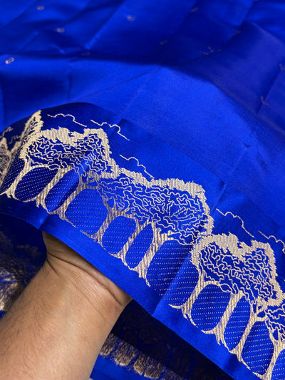 Royal Blue Shades Handwoven Pure Paper Silk RM-63