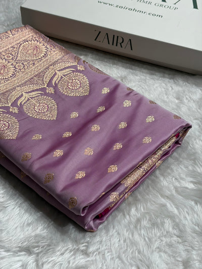 Banarasi Satin Katan Silk Saree In Grape Shades SK10