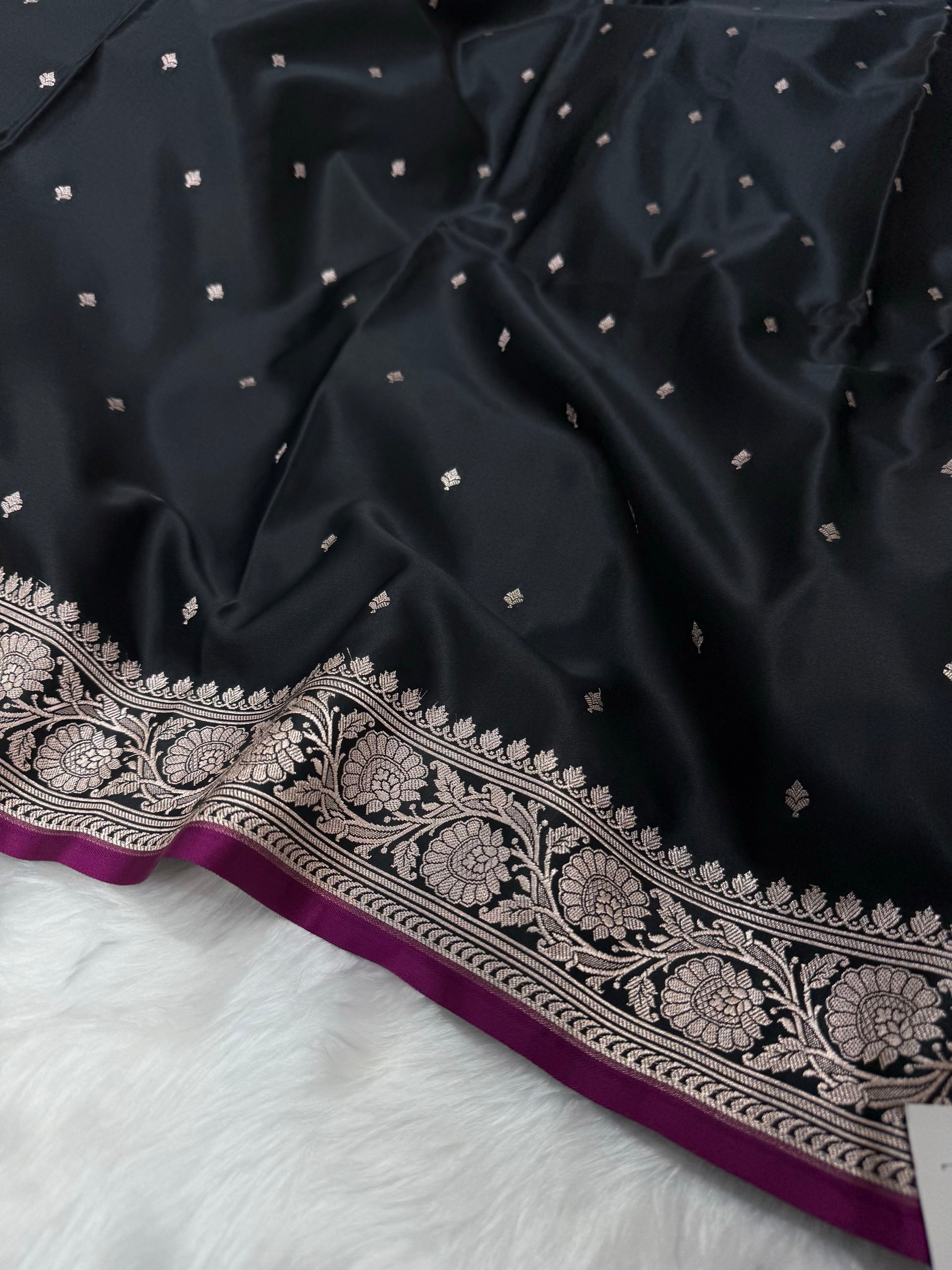 Black Shades Floral Mashru Silk Saree MSM 71
