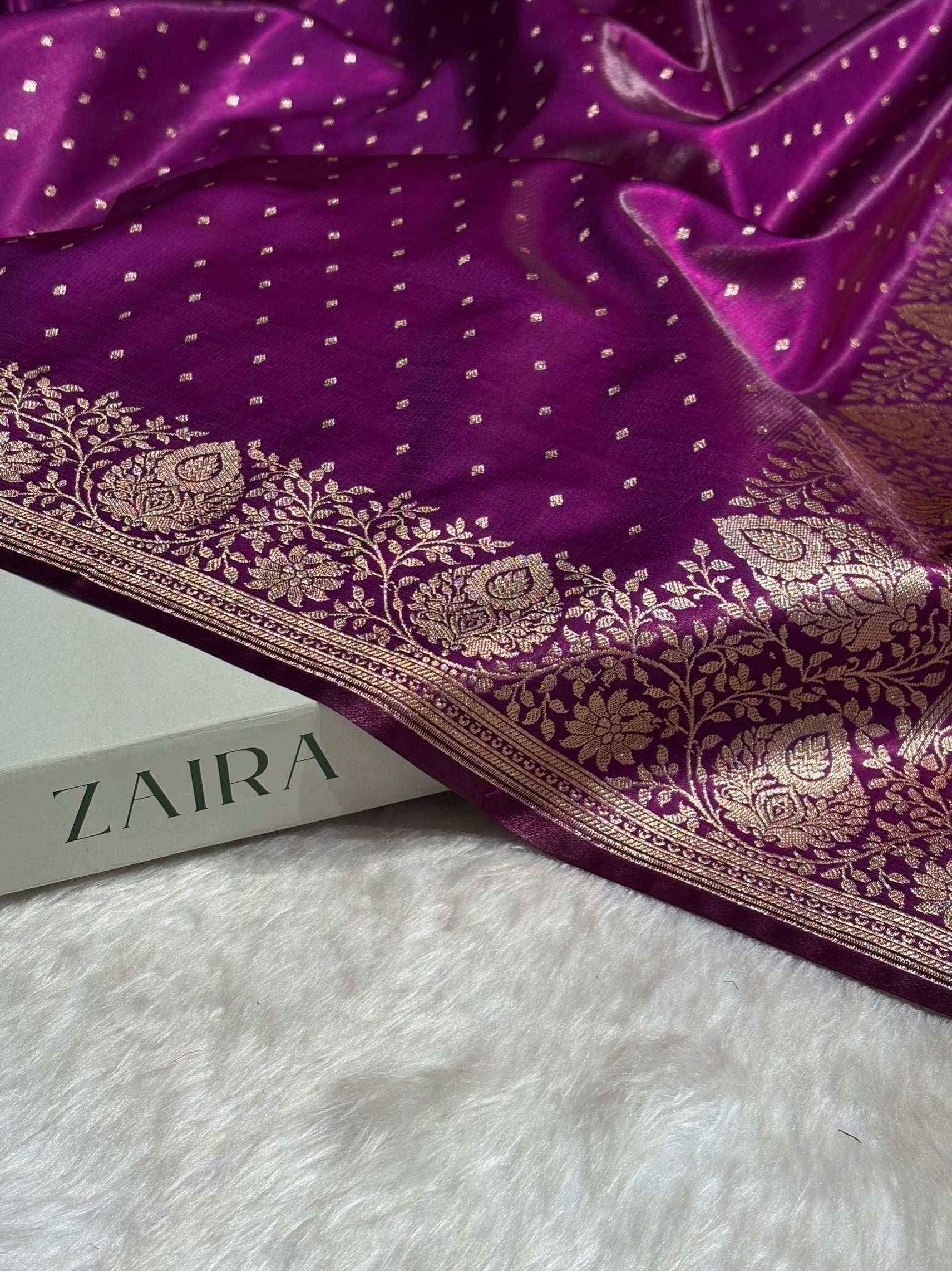 Ultra Light Weight Satin Silk Boota in Purple Shades SS31
