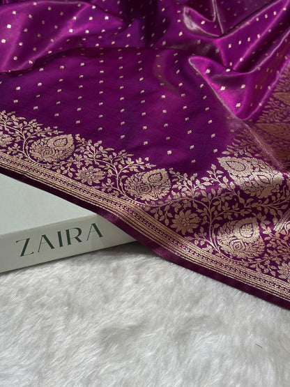 Ultra Light Weight Satin Silk Boota in Purple Shades SS31