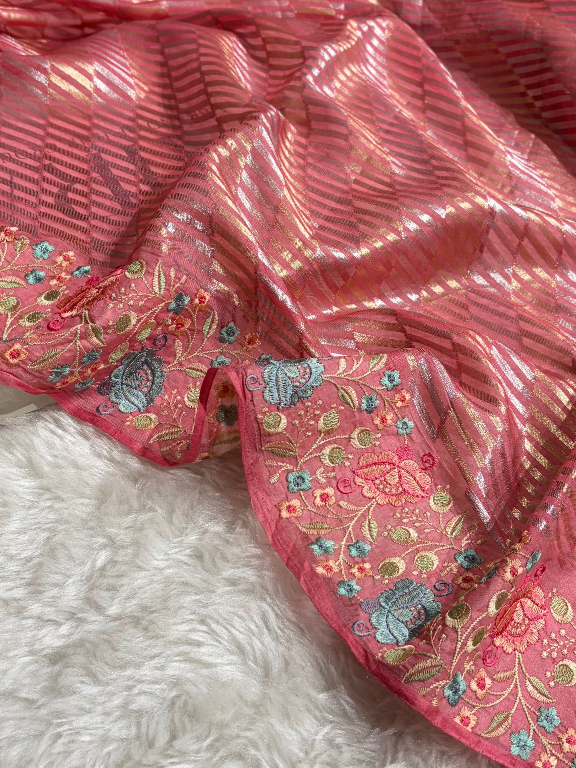Banarasi Pure Organza Onion Pink Shades Banarasi Silk Saree PO-40
