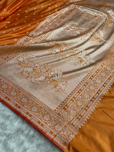Banarasi Pastel Orange Shades Booti Mashru Silk Saree MCS72