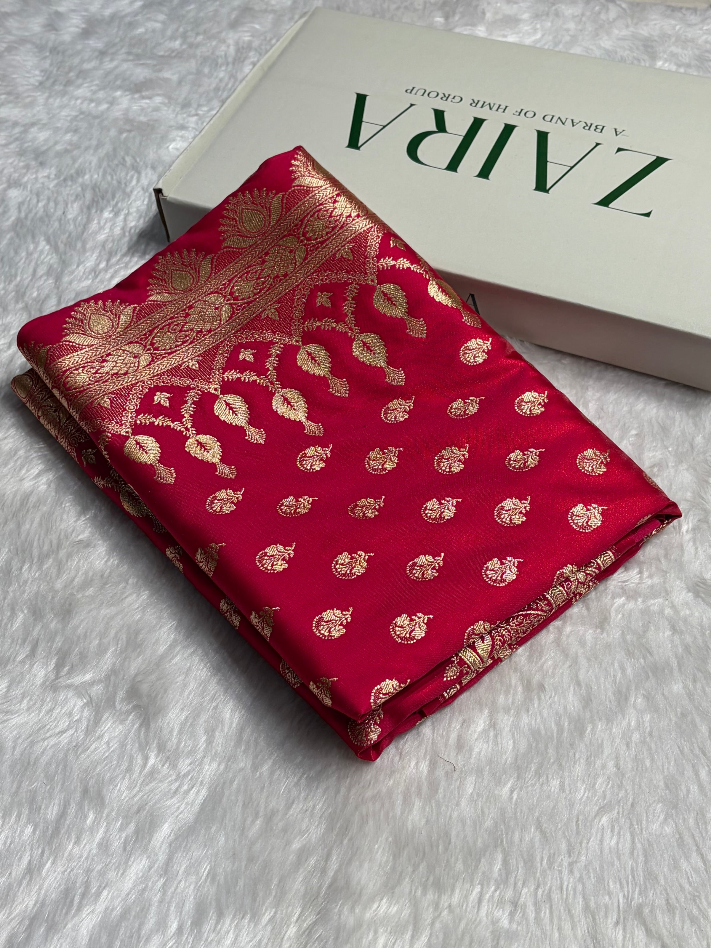 Satin Silk Booti in Cross Rani Shades