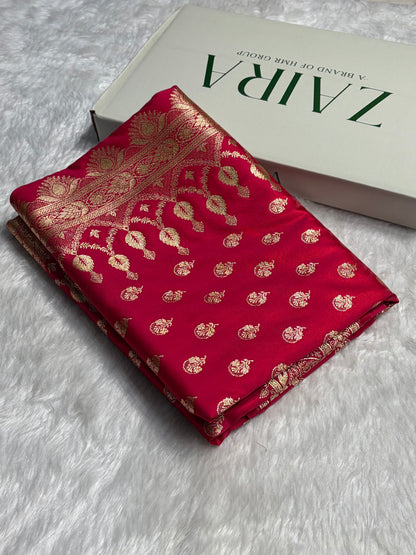 Satin Silk Booti in Cross Rani Shades