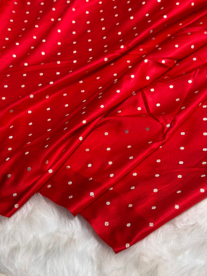 Contrast Bottle Green With Red Floral Boota With Floral Border Mashru Silk Saree MSM 78