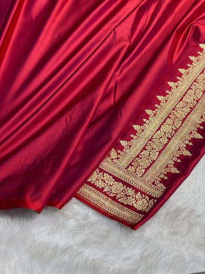 Reddish Magenta Banarasi Booti Katan Silk Saree SKM17