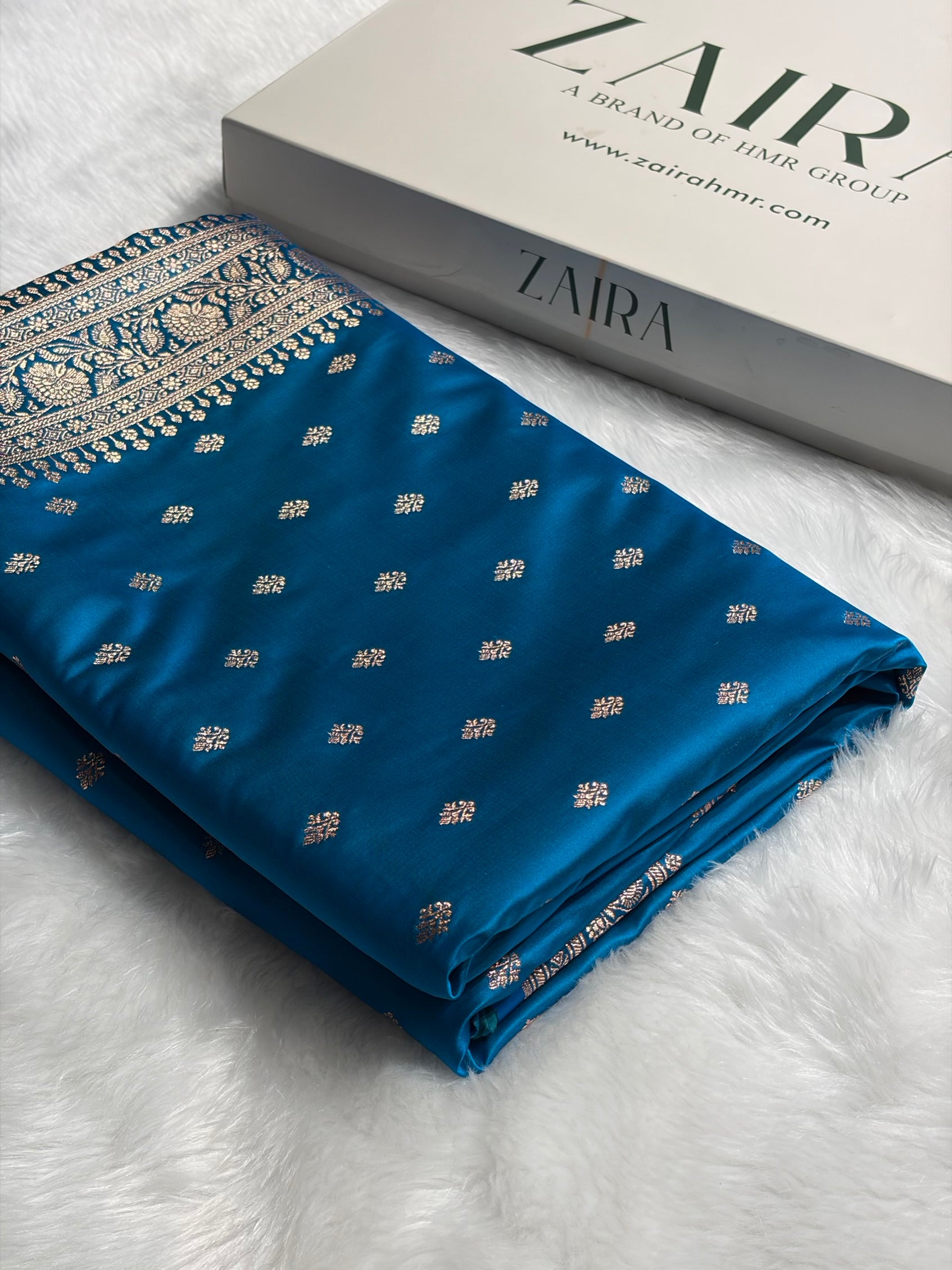 Banarasi Boota Katan Silk Saree In Firozi Shades SK03