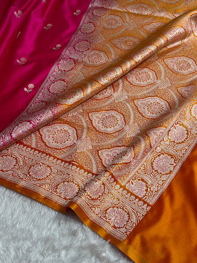 Rani / Mustard Shades Banarasi Booti Pattern Mashru Silk Saree MSM-137