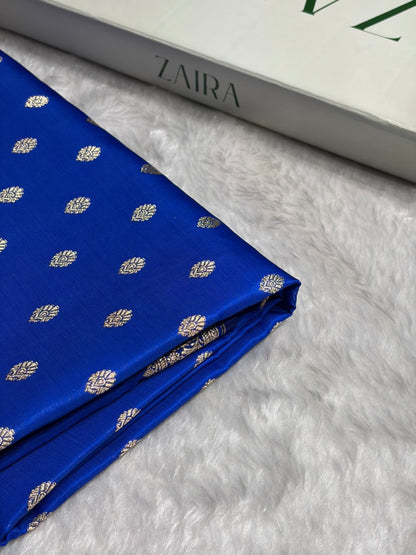 Royal Blue Shades Banarasi Satin Silk Saree SS36