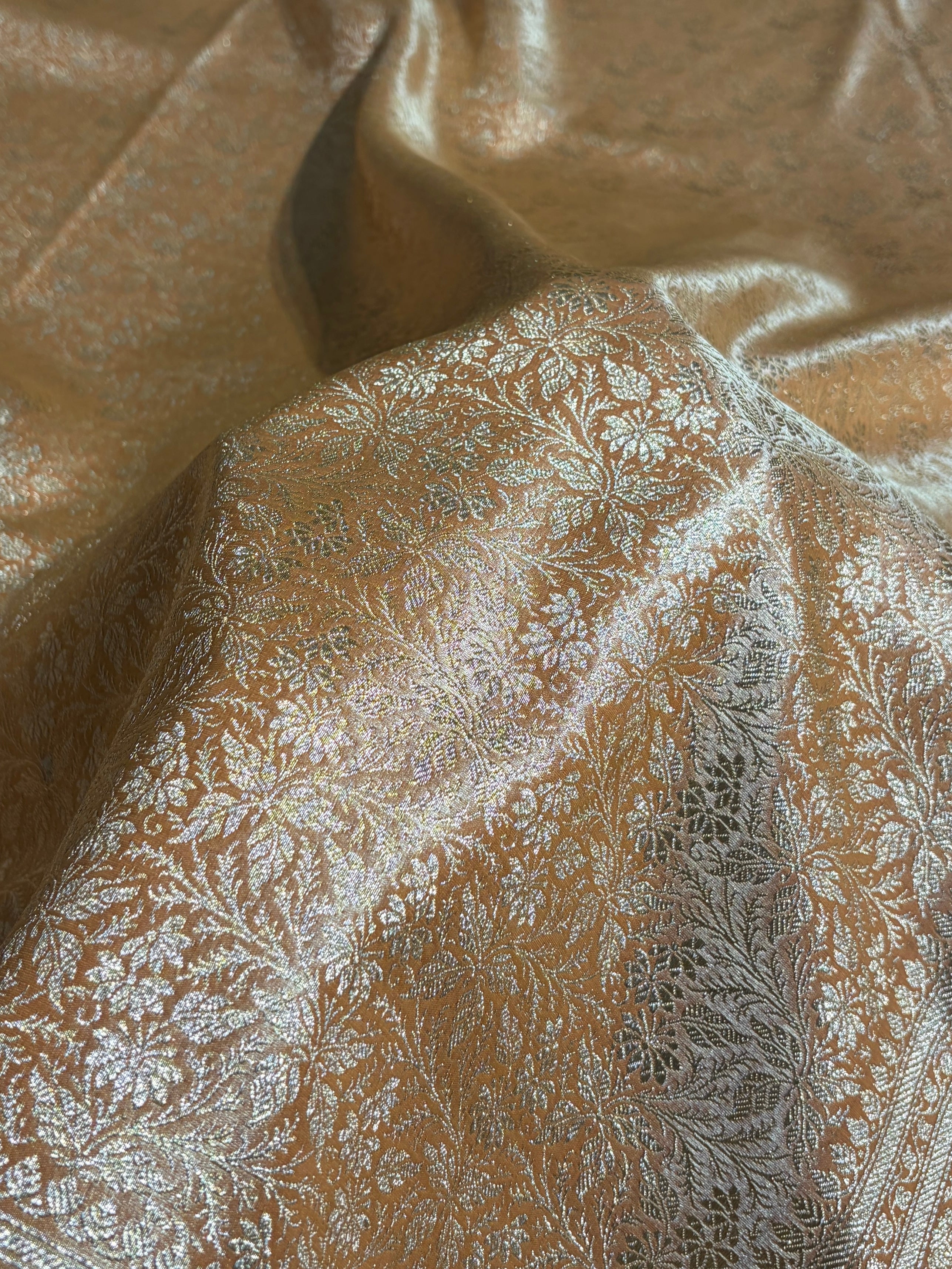 Ivory Shades Brocket Satin Silk Saree Banarasi Saree Shades SS30